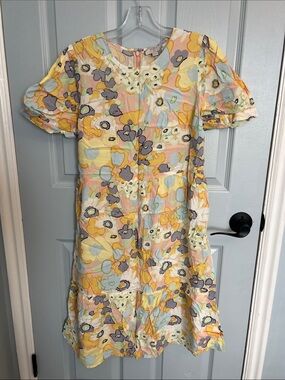 LOFT Pastel Floral Dress in Peach, Yellow & Mint